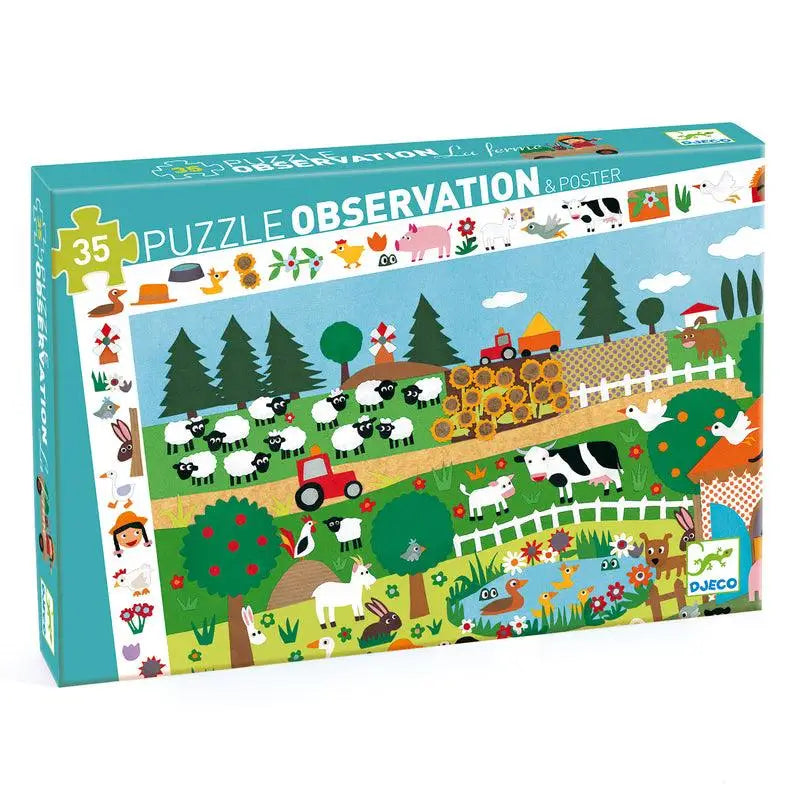 Puzzle observation game box featuring a colorful farm scene illustration.