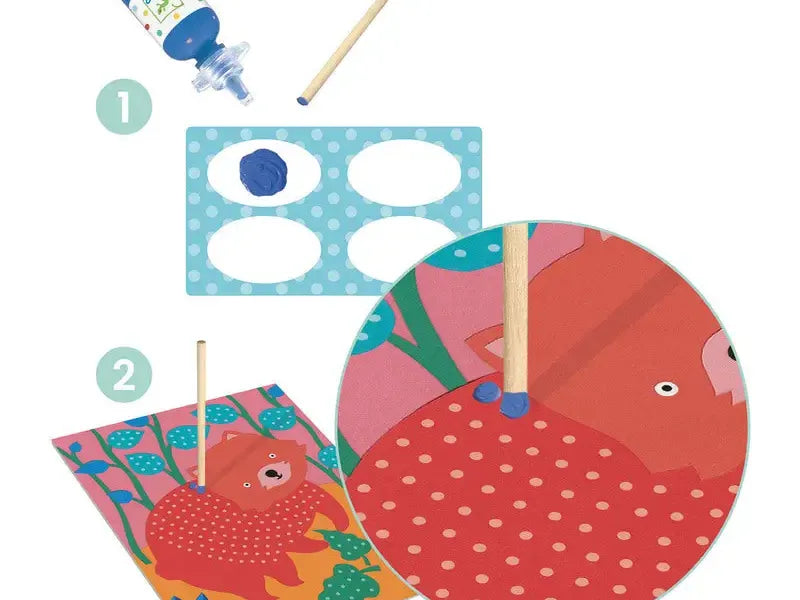 Children’s craft kit for making a spinning paper fish toy.