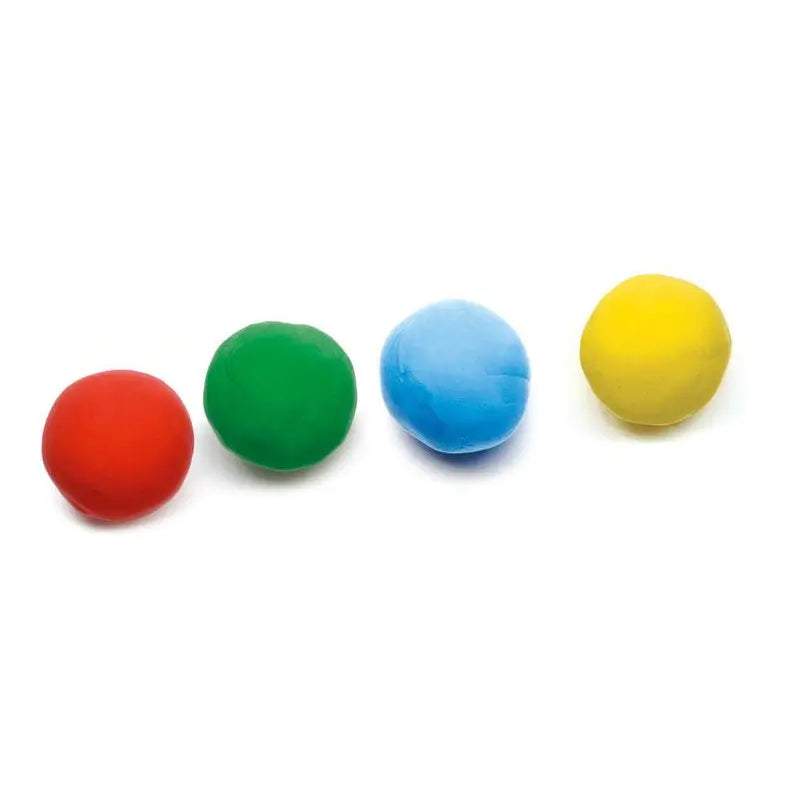 Four colorful spheres arranged in a row: red, green, blue, and yellow.