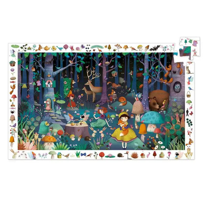 Whimsical forest scene puzzle featuring fairy tale characters and magical creatures.