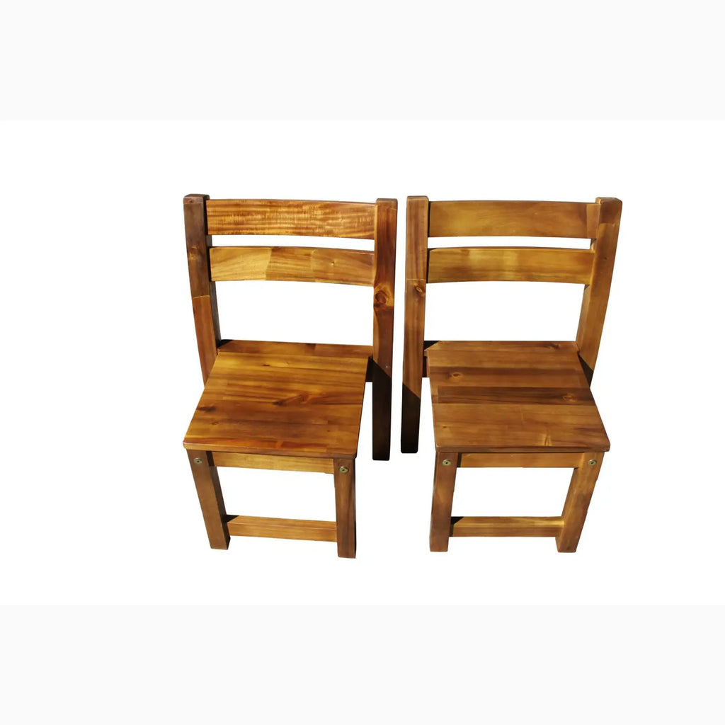 Two wooden chairs.