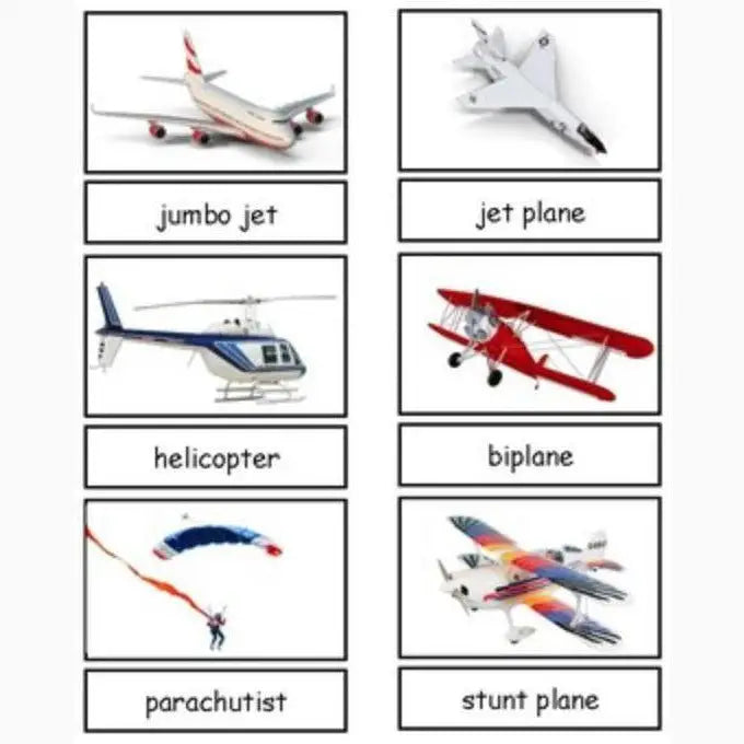 Collection of aircraft and aviation-related images with labels.