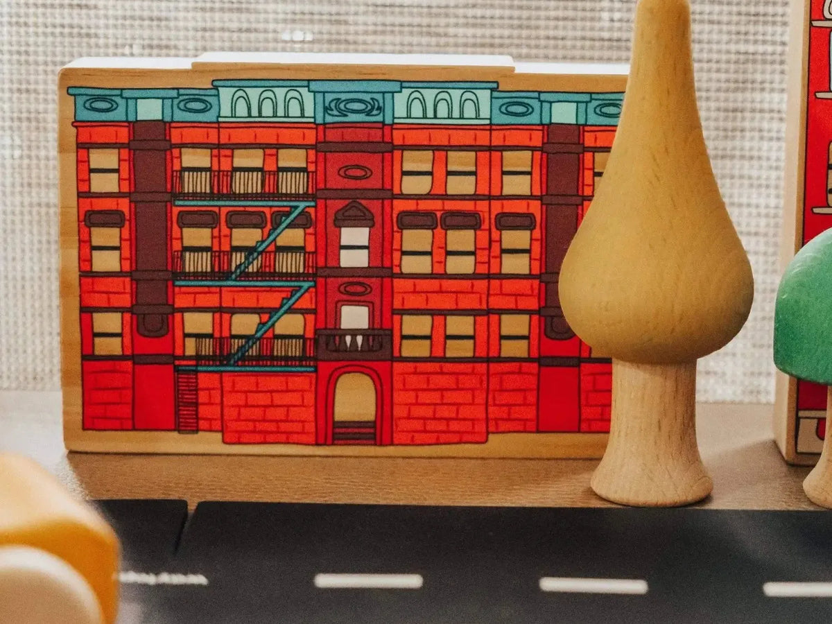 Wooden building block toy.