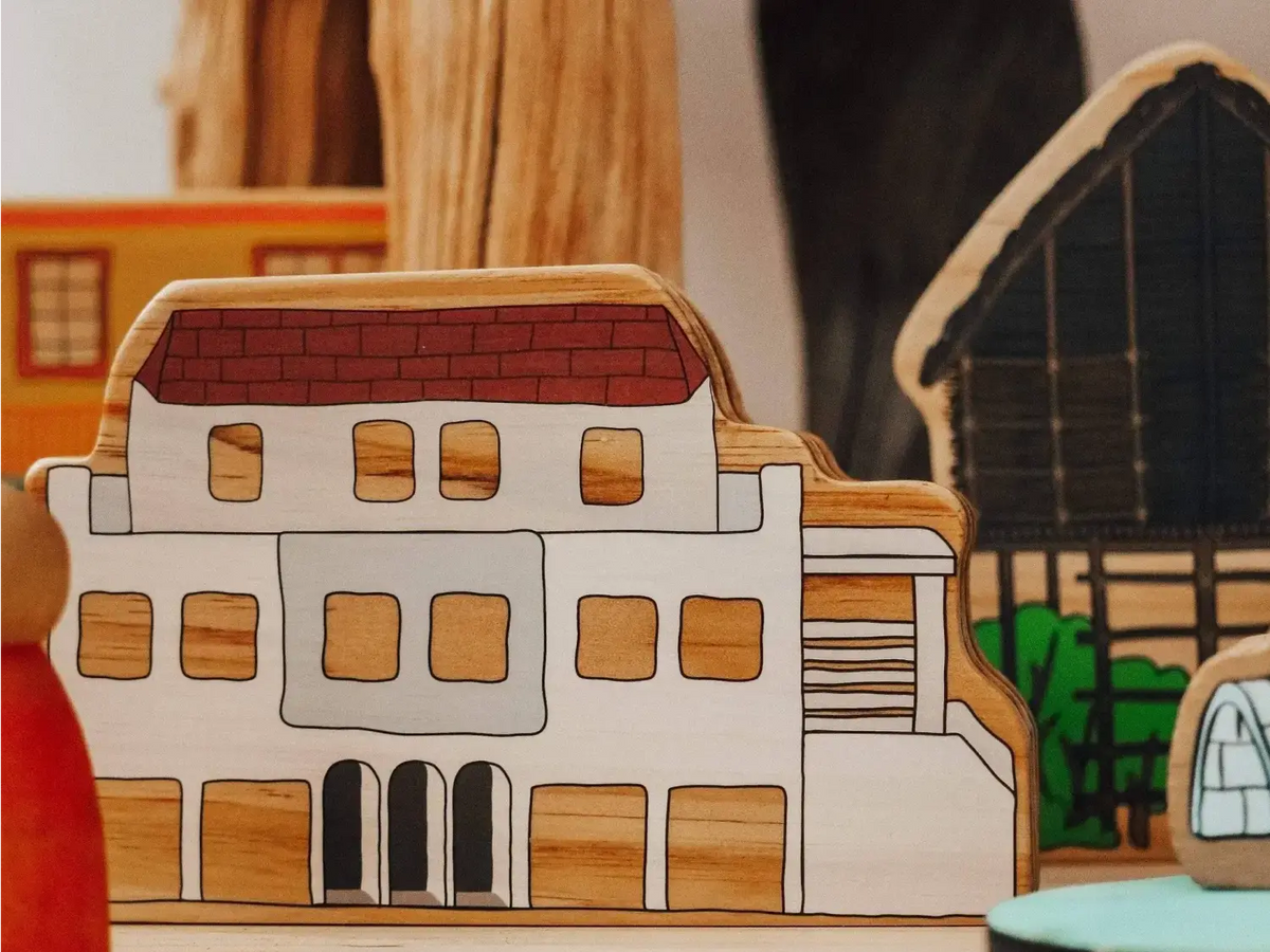 Wooden toy building.