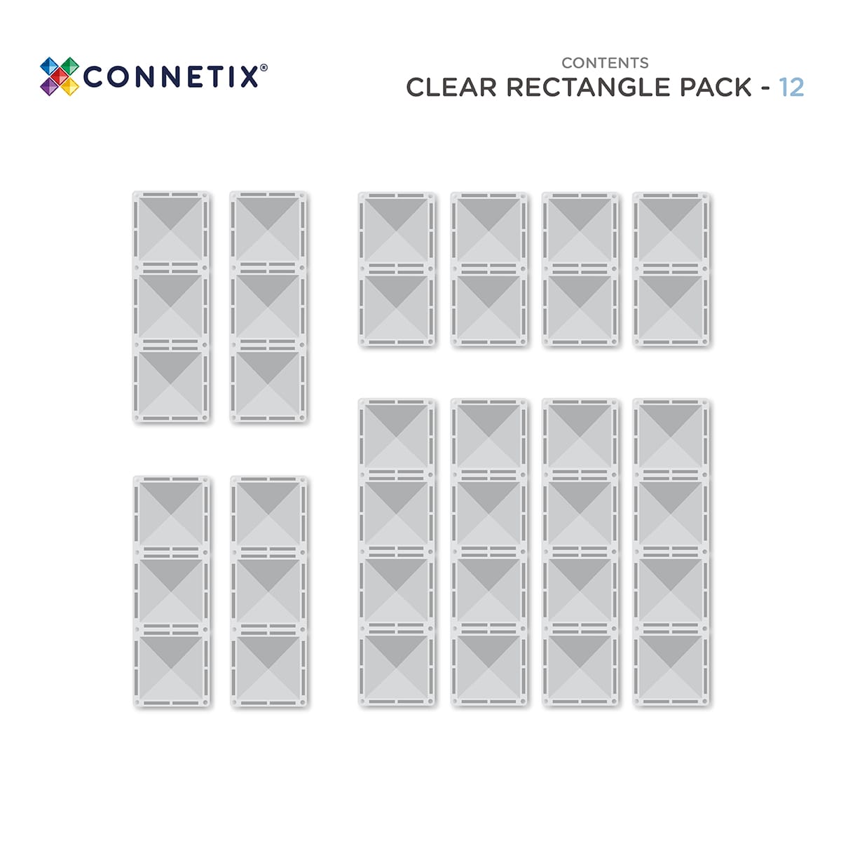Connetix Clear Rectangle Pack 12 pc