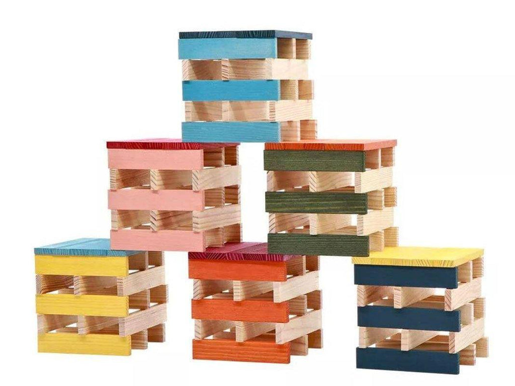 KAPLA Blocks Building Planks - 100 Octocolour Set - Wooden Case