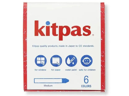 Box of Kitpas drawing materials featuring 6 colors and product icons.