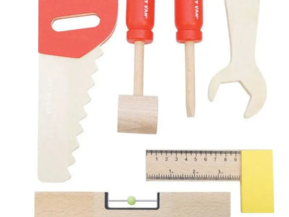 Wooden toy tool set.