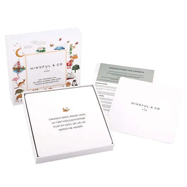 Stationery set featuring a box with colorful animal illustrations and accompanying papers or cards.