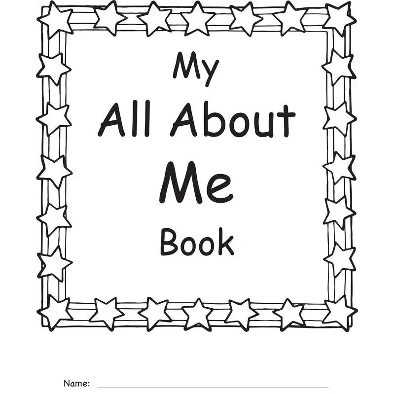 Star-bordered ’All About Me’ book cover.