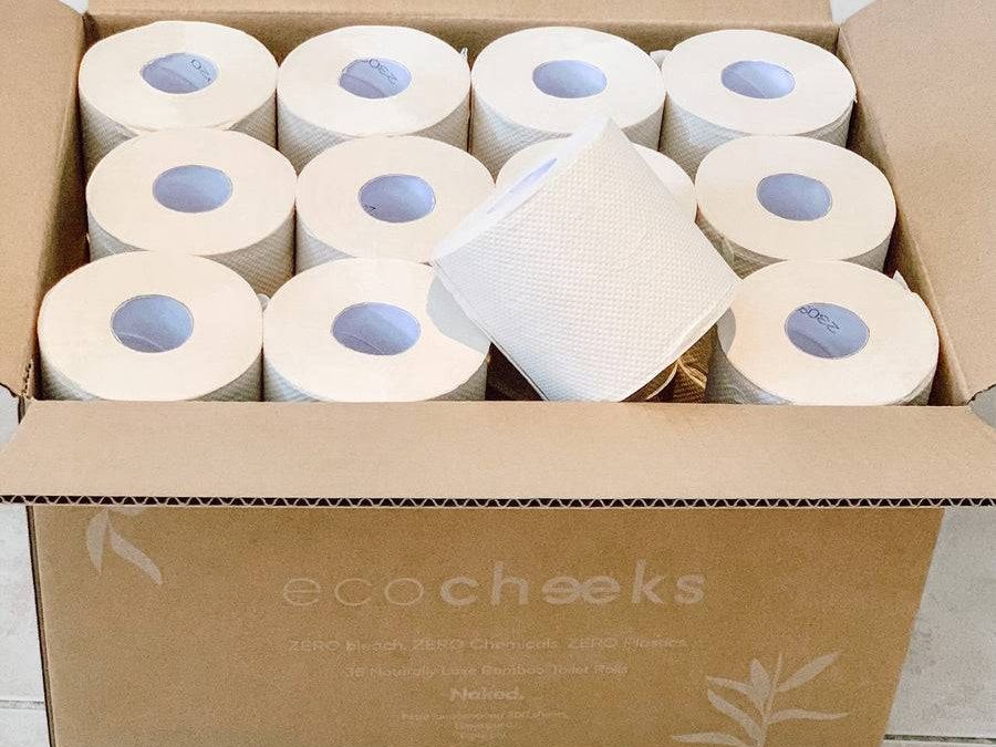 Eco Cheeks 36 NAKED Rolls, Unbleached Bamboo Toilet Paper