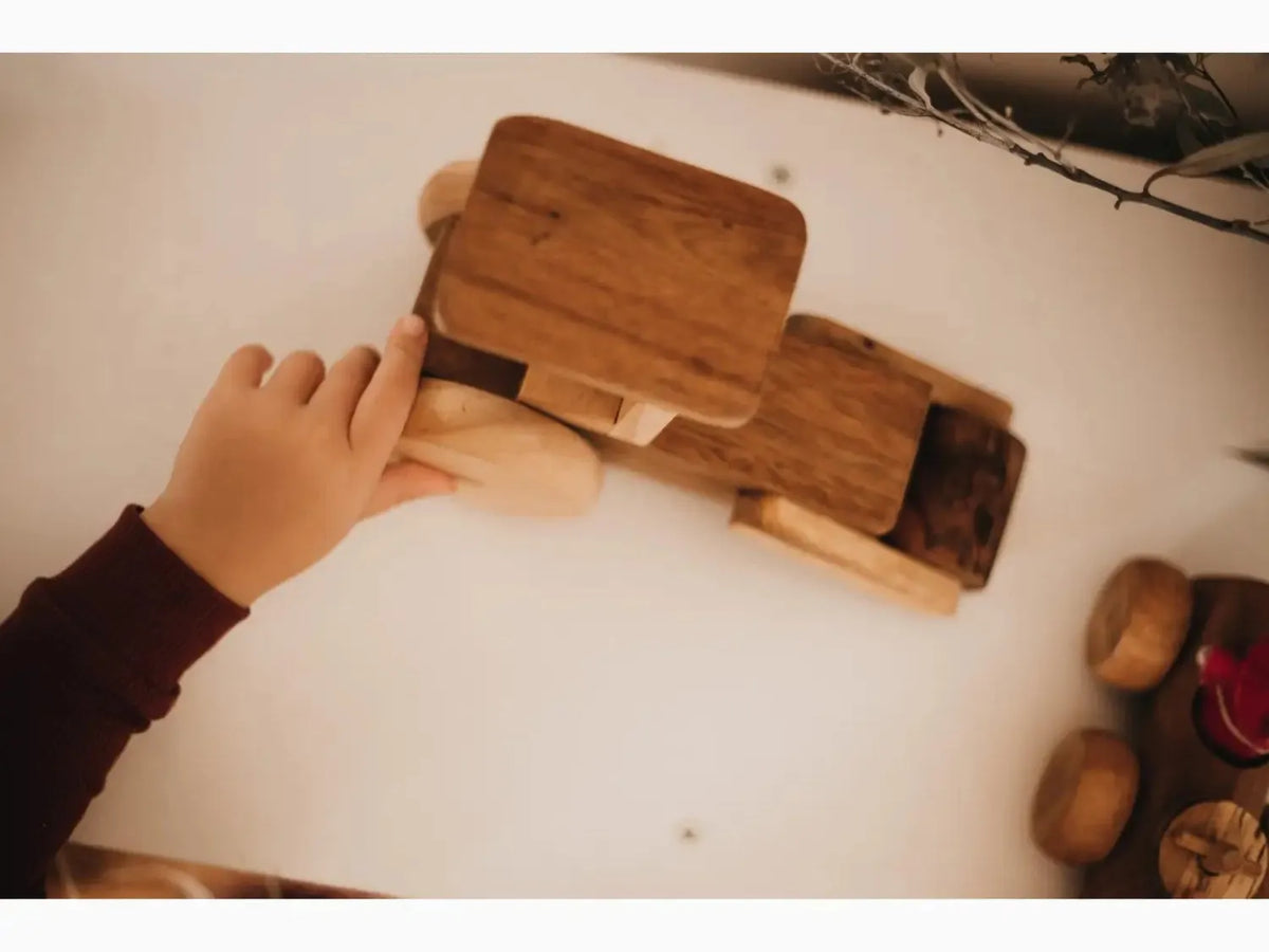Wooden toy truck.