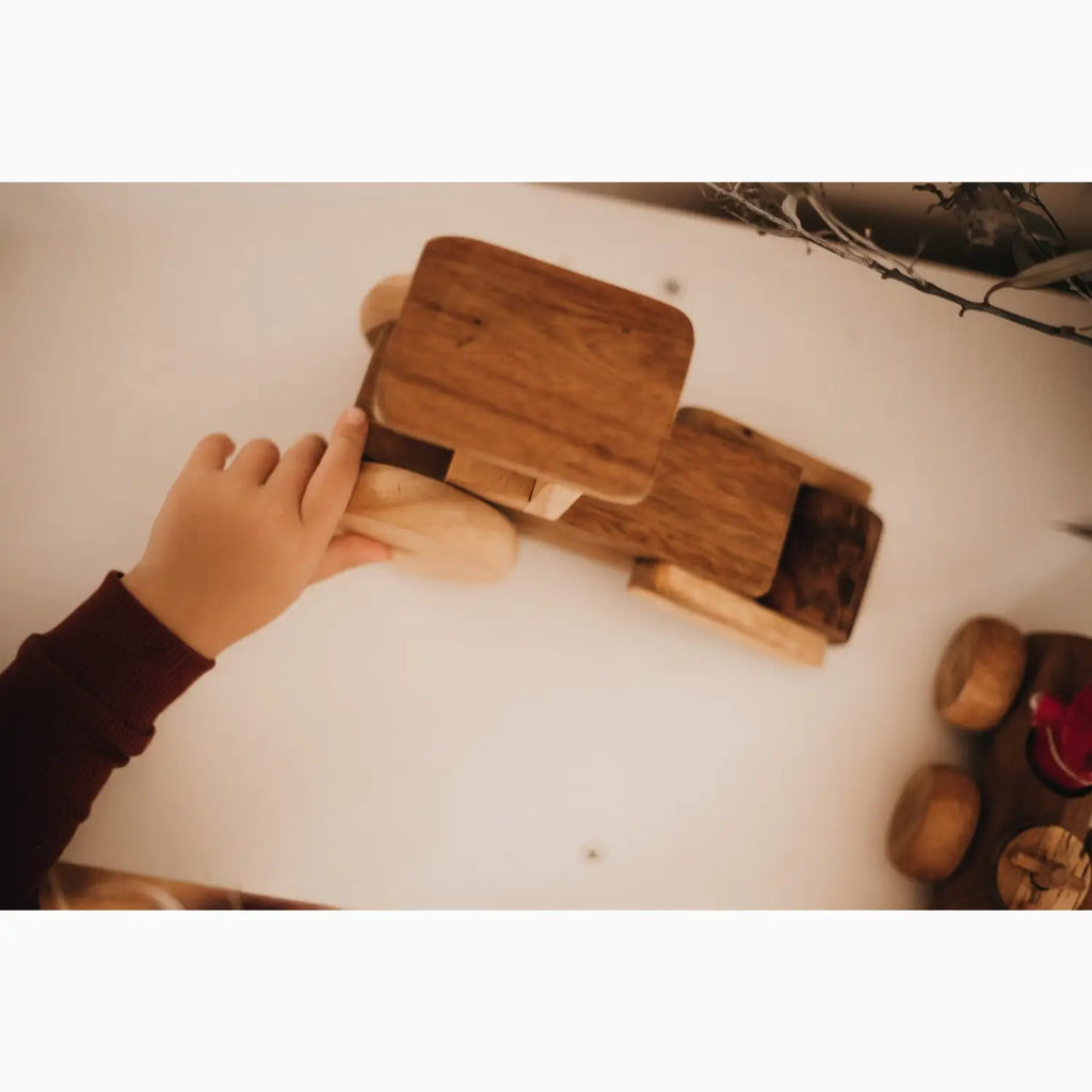 Wooden toy truck.