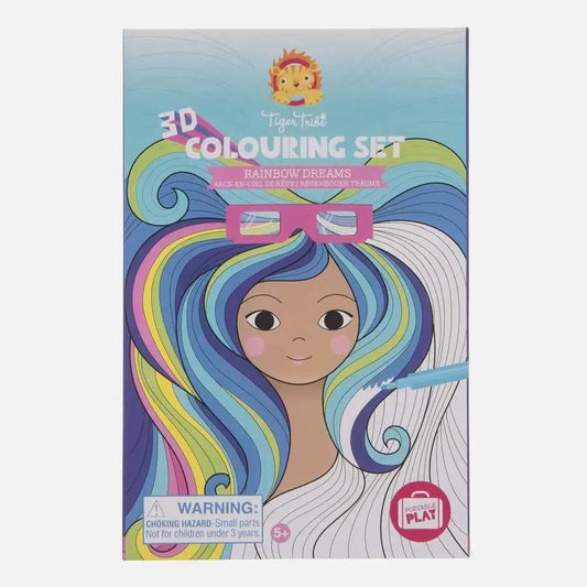 3D coloring set featuring a cartoon girl with rainbow-colored hair on the cover.
