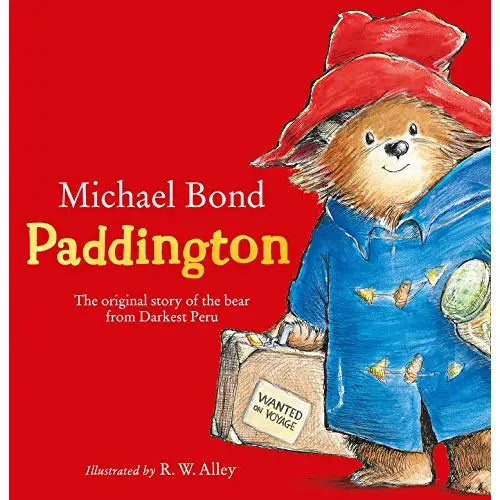 Book cover featuring an illustration of Paddington Bear wearing his iconic blue coat and red hat.