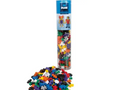 Cylindrical tube filled with colorful plastic building blocks spilling out at the bottom.