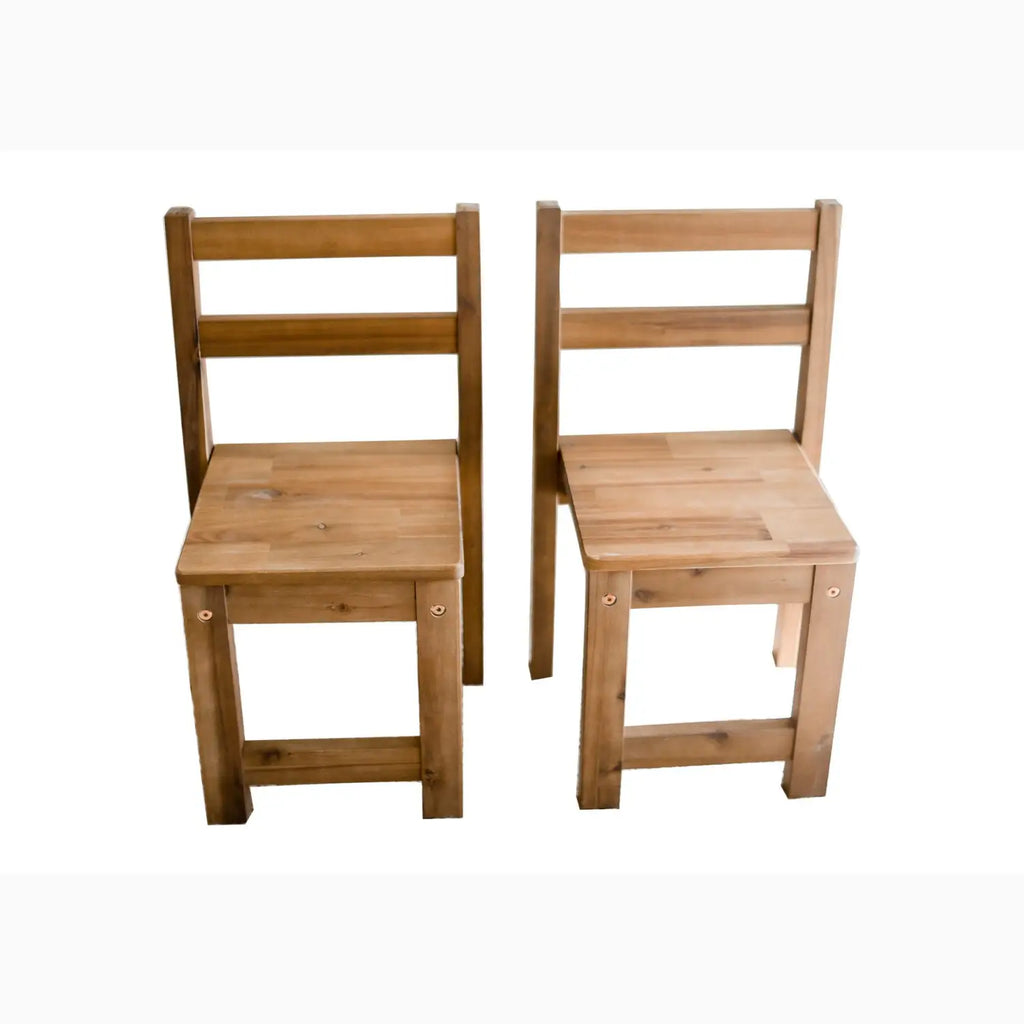 Two wooden chairs.