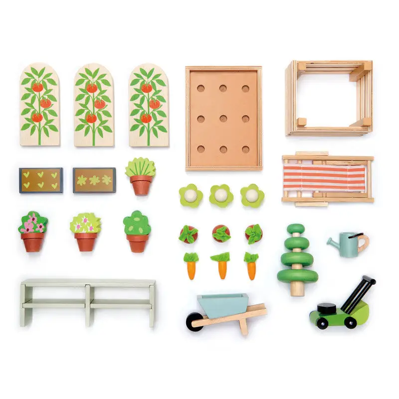 Wooden toy garden set.
