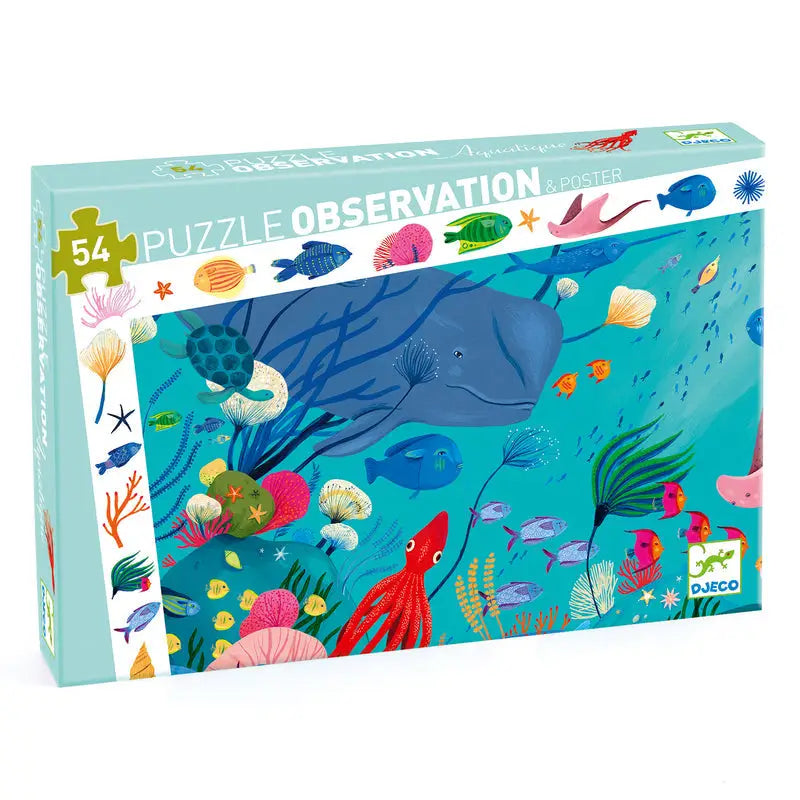 Colorful underwater-themed puzzle box featuring various sea creatures and marine life.