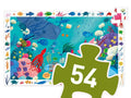 Colorful underwater scene puzzle with a green puzzle piece showing the number 54.