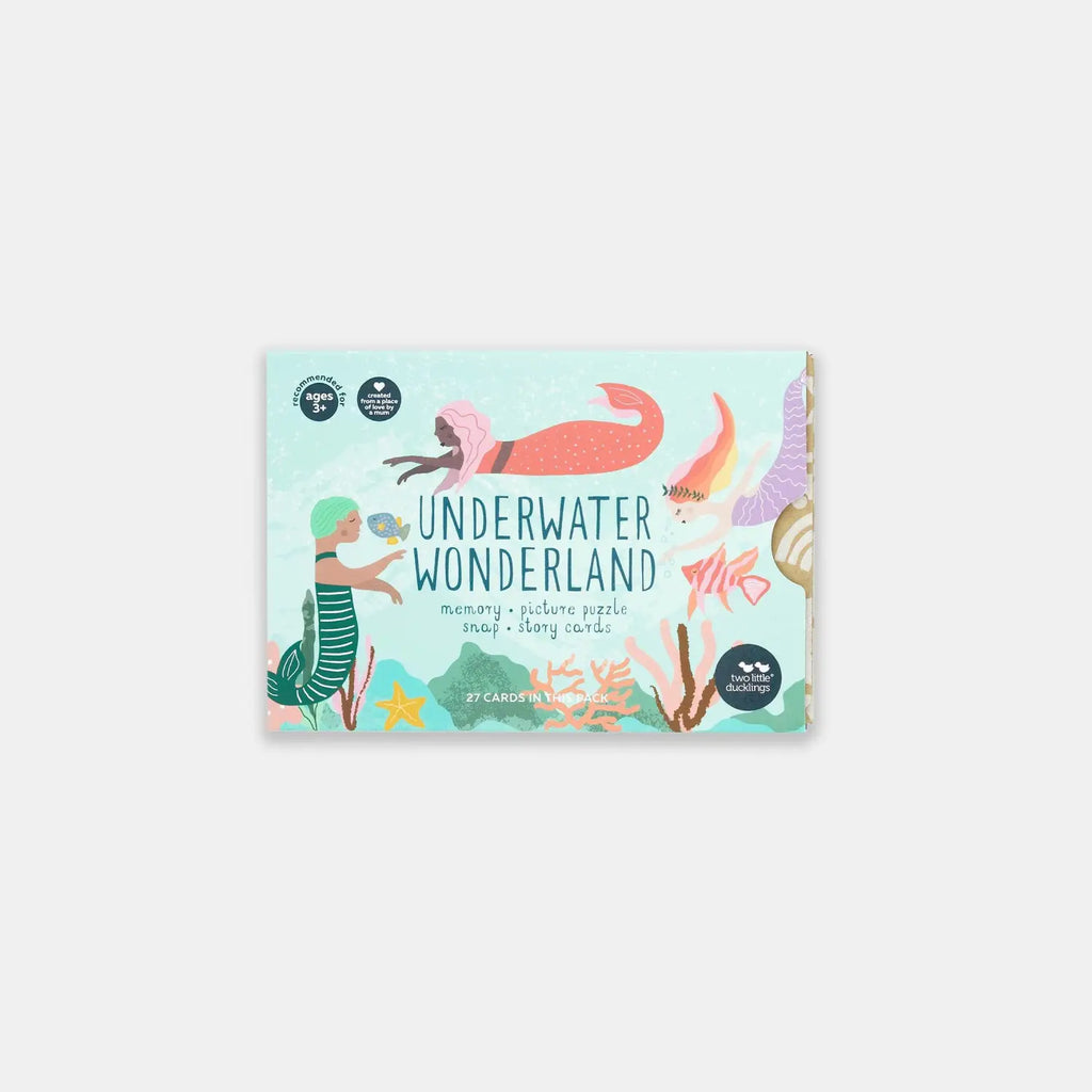 Book cover titled ’Underwater Wonderland’ featuring colorful sea creature illustrations.