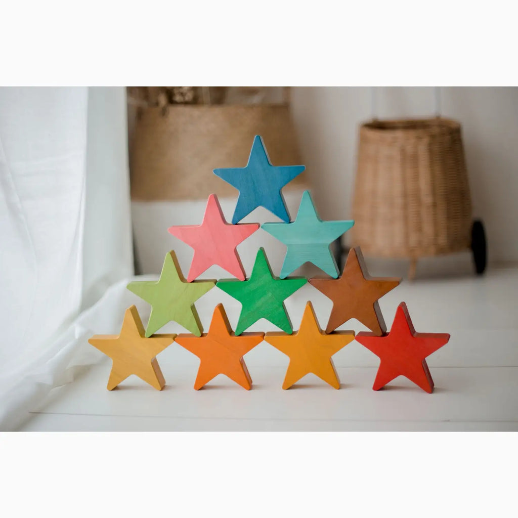 Colorful wooden star stack.