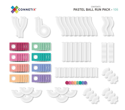 106 Piece Pastel Ball Run Pack - magetic tiles