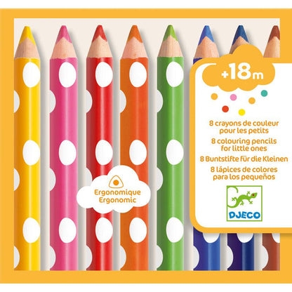 Djeco Beginner's Set of 8 Chunky Triangular Colouring Pencils