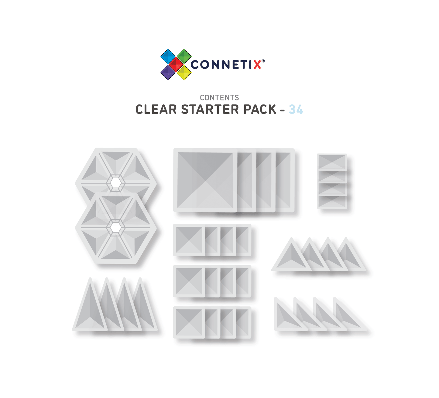 Connetix 34-Piece Transparent Magnetic Tile Adventure Pack