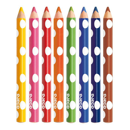 Djeco Beginner's Set of 8 Chunky Triangular Colouring Pencils
