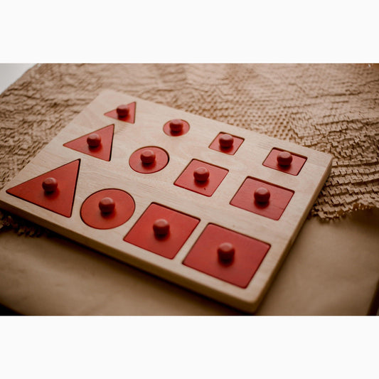 Montessori-Inspired Single Color Toddler Shape Puzzle with Knobs