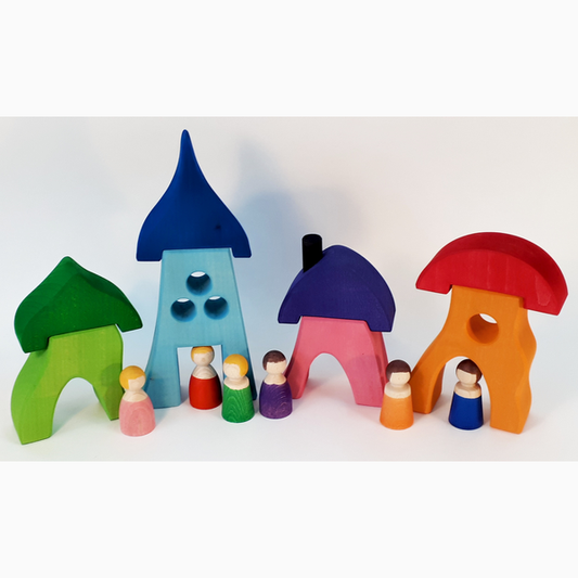 Bauspiel Premium Detachable 8-Piece House Set, Suitable for 12m+, Gnomes Excluded