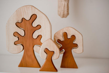 Three-Piece Dual-Tone Wooden Tree Set