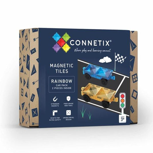 Connetix 2-Piece Rainbow Magnet Car Set for Creative Play