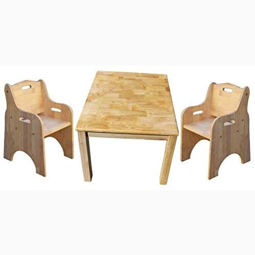 Solid Timber Table with 2 Toddler Chairs - Learn Grow Play