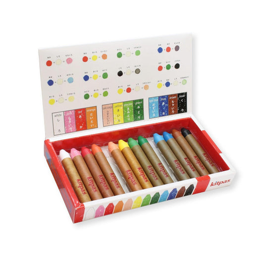 Kitpas Versatile Medium Art Crayons - 12 Assorted Colours Set