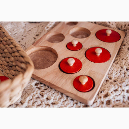 Red Circle Spatial Coordination Wooden Puzzle