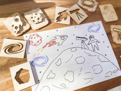 Astroplay Wooden Space Themed Stamp Set