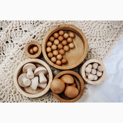Dual-Tone Wooden Nesting and Stacking Bowl Set